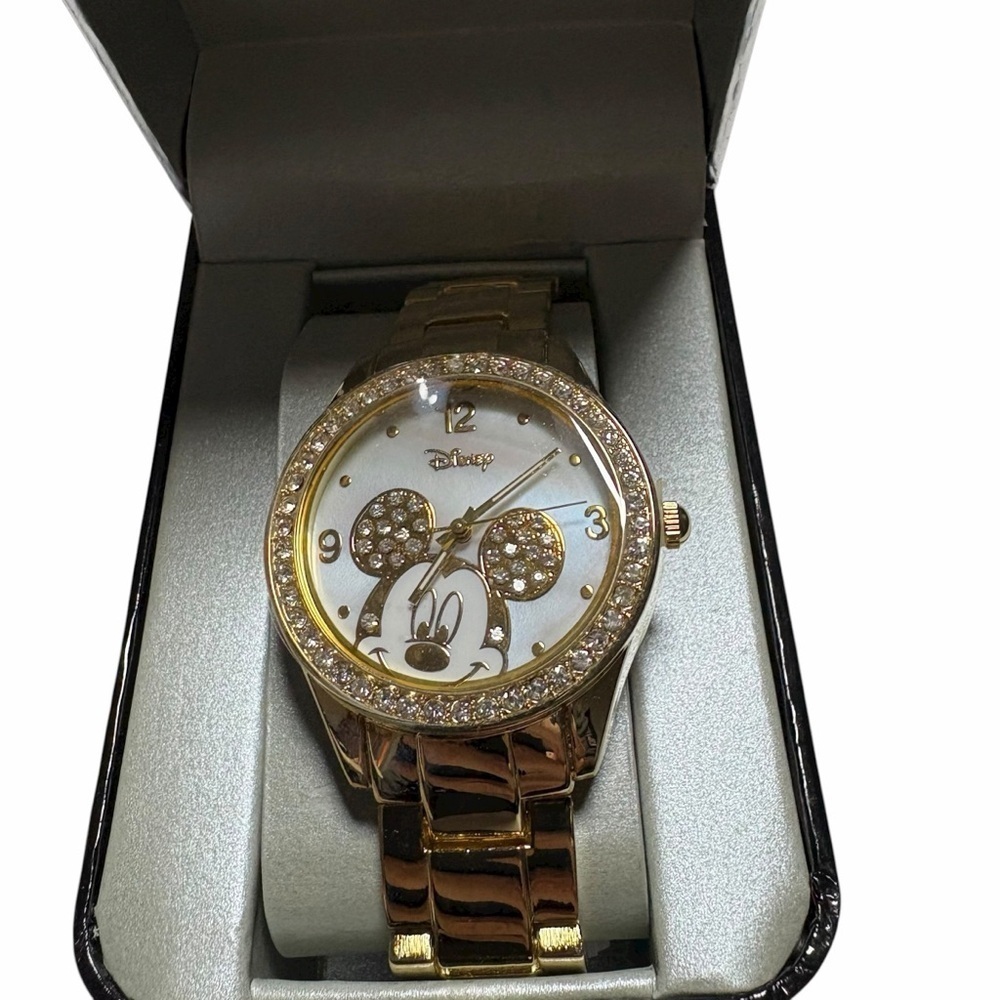 Disney Mickey Mouse Gold Crystal Watch | New in Box - Picture 6 of 10